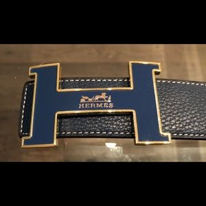 Hermès Reversible Blue/Black Leather Belt